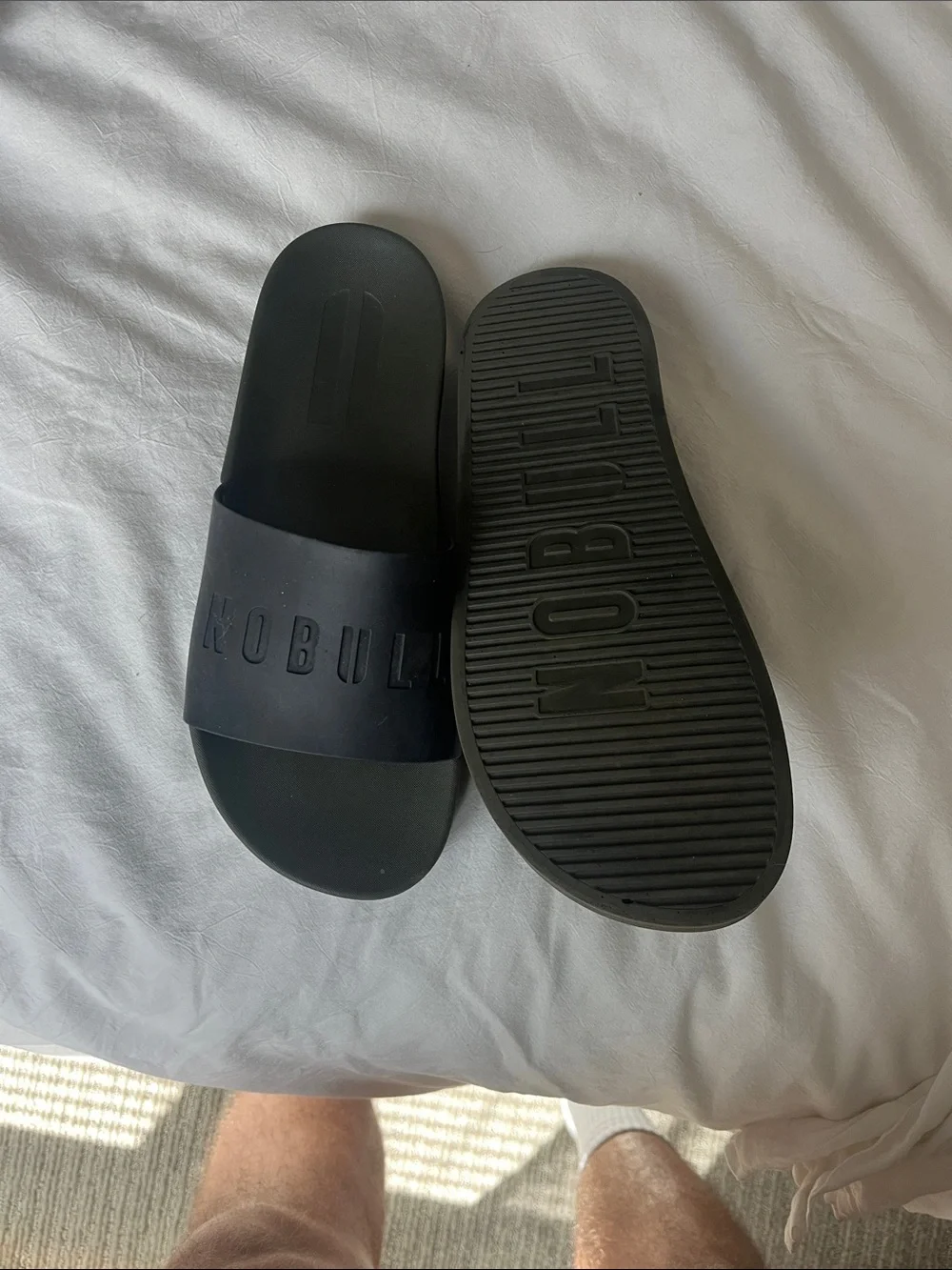 NOBULL Matte Black Slide Sandals with Embossed Logo